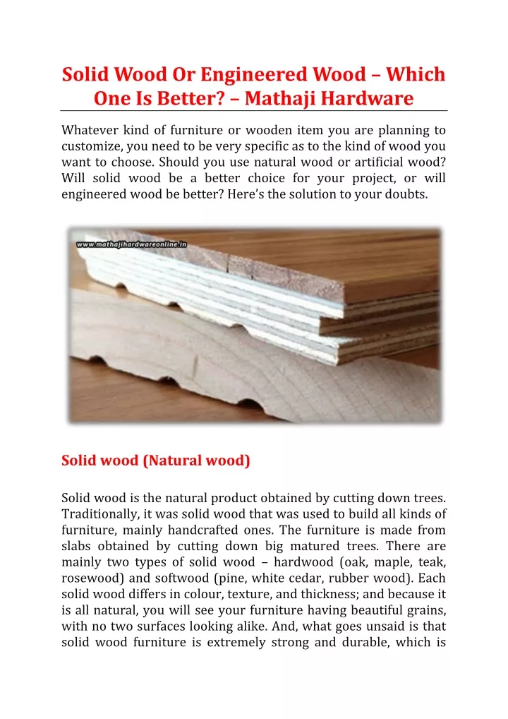 solid wood or engineered wood which one is better