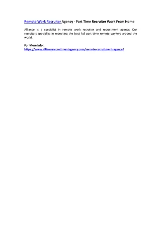 remote work recruiter agency part time recruiter