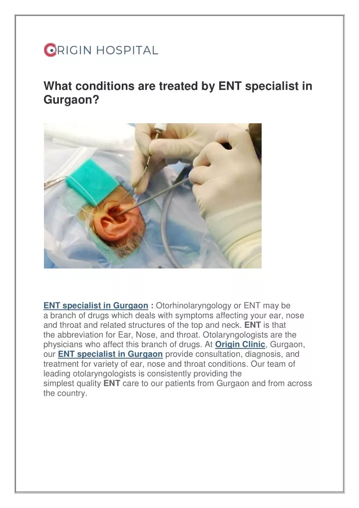 what conditions are treated by ent specialist