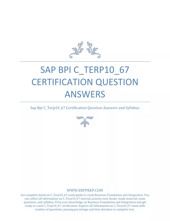 sap bpi c terp10 67 certification question answers