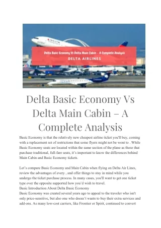 Delta Basic Economy Vs Delta Main Cabin – A Complete Analysis