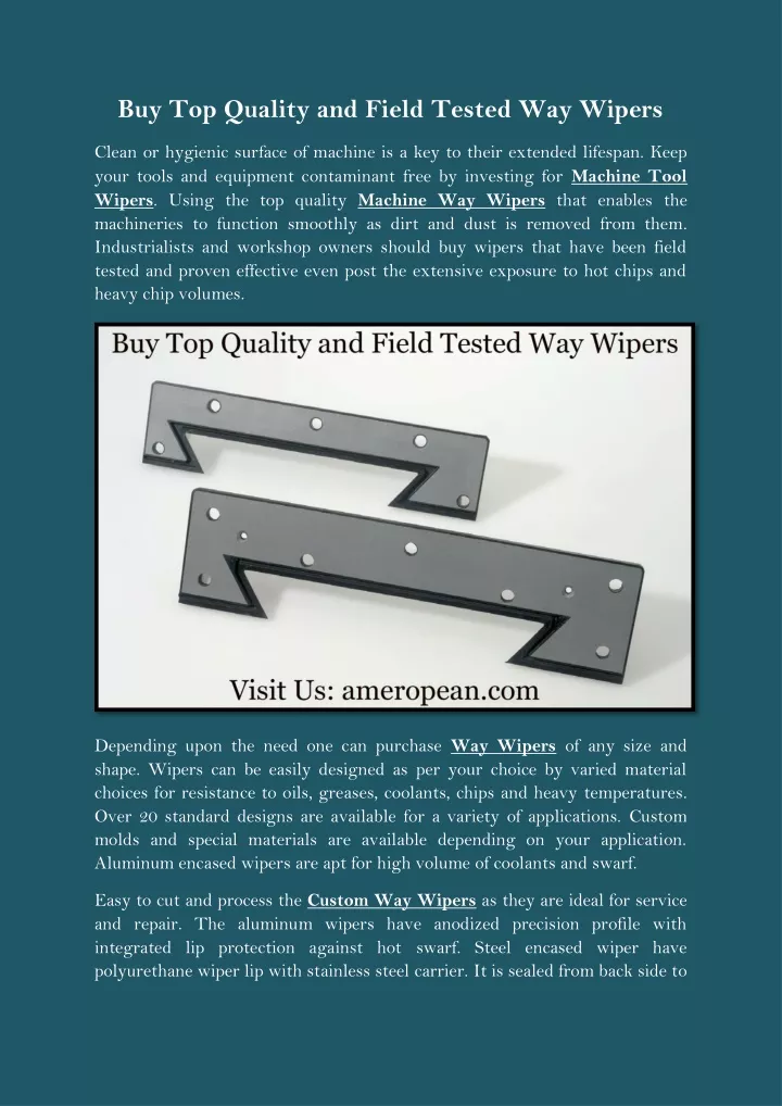 buy top quality and field tested way wipers