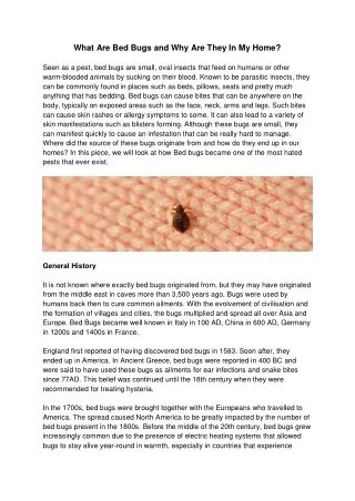What Are Bed Bugs and Why Are They In My Home?