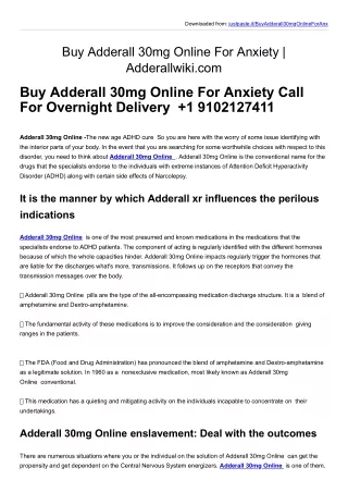 Buy Adderall 30mg Online For Anxiety | Adderallwiki.com