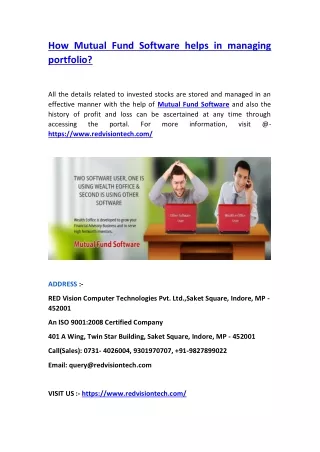 how mutual fund software helps in managing