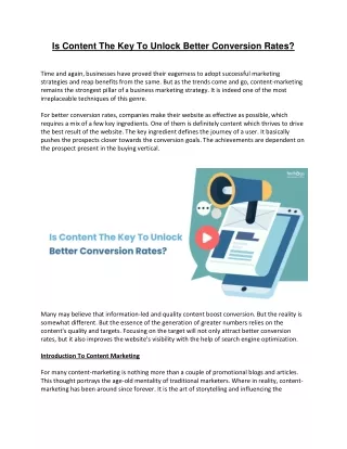 is content the key to unlock better conversion
