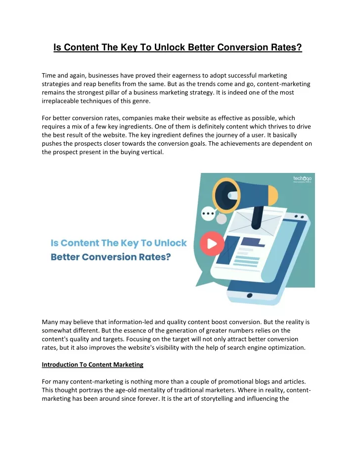 is content the key to unlock better conversion