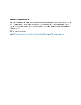 the magic of developing asp net