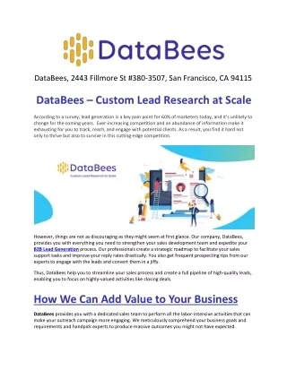Reach Out to DataBees For The Best B2B Lead Generation Services