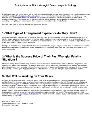 Just how to Choose a Wrongful Fatality Lawyer in Chicago