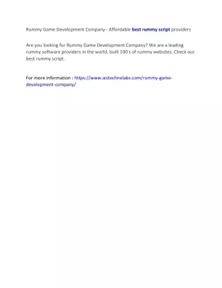 rummy game development company affordable best