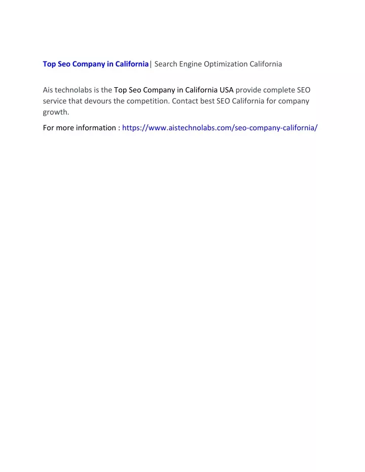 top seo company in california search engine