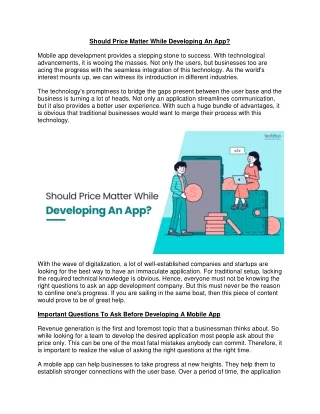 should price matter while developing an app