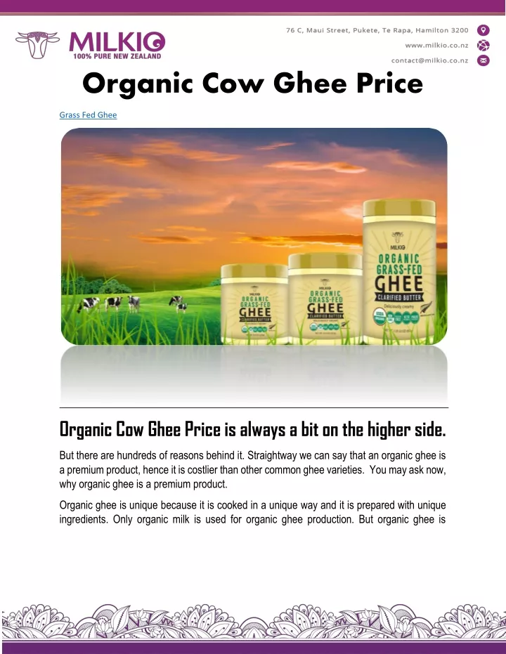 organic cow ghee price