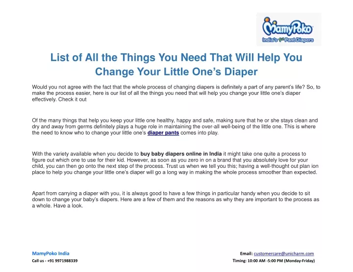 list of all the things you need that will help