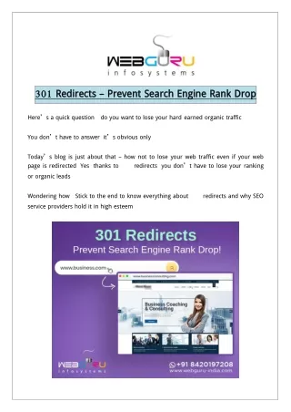 301 Redirects – Prevent Search Engine Rank Drop