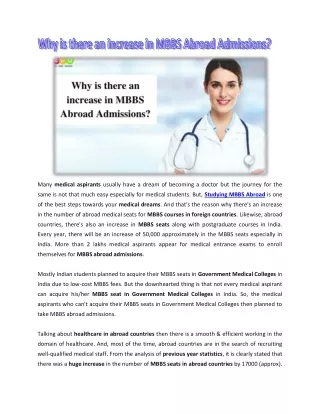 Why is there an increase in MBBS Abroad Admissions?