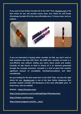 Online Cannabis Oil USA - Hsustore