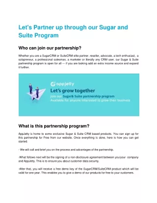 let s partner up through our sugar and suite program