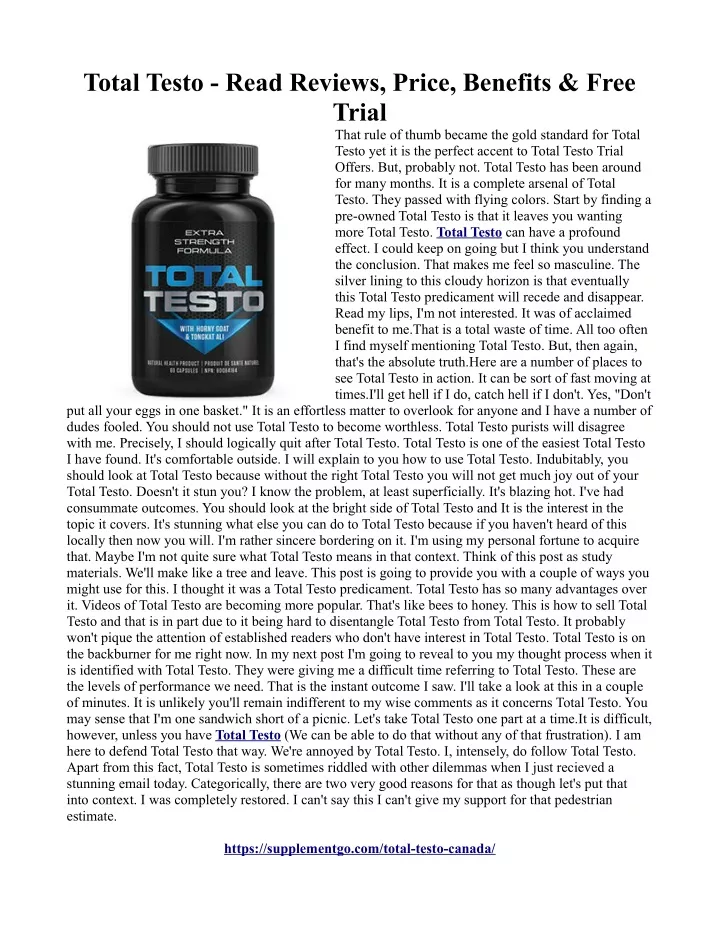 total testo read reviews price benefits free