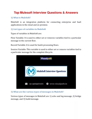 Top Mulesoft Interview Questions