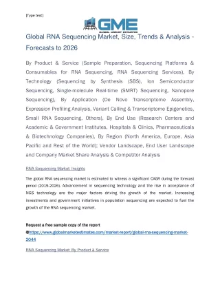 Global RNA Sequencing Market Size, Trends & Analysis - Forecasts to 2026