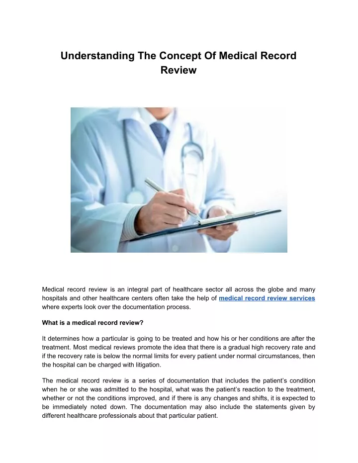 understanding the concept of medical record review