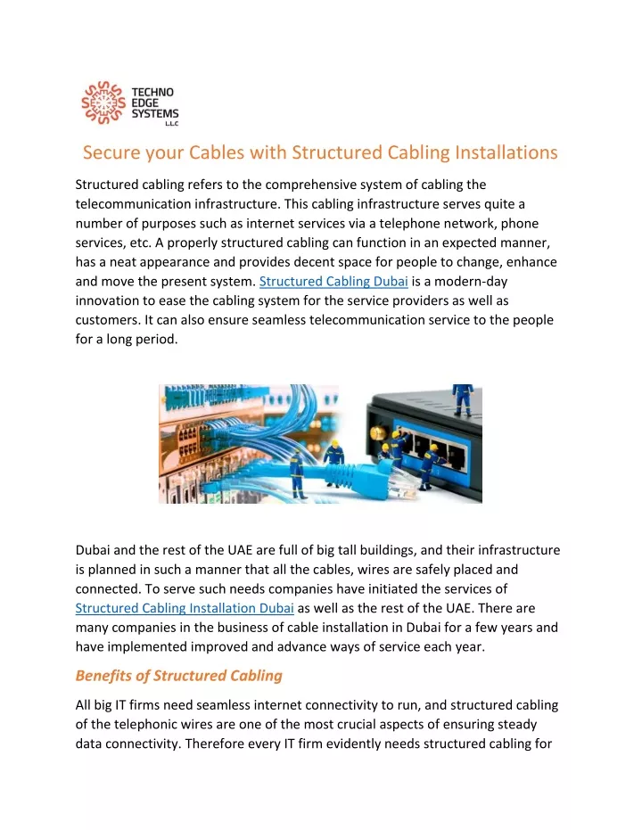 secure your cables with structured cabling