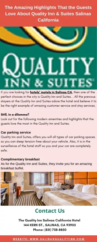 The Amazing Highlights About Quality Inn & Suites Salinas California