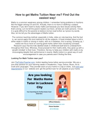 how to get maths tuition near me find