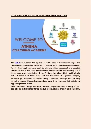 PCS J Coaching In Lucknow- Athena Coaching Academy