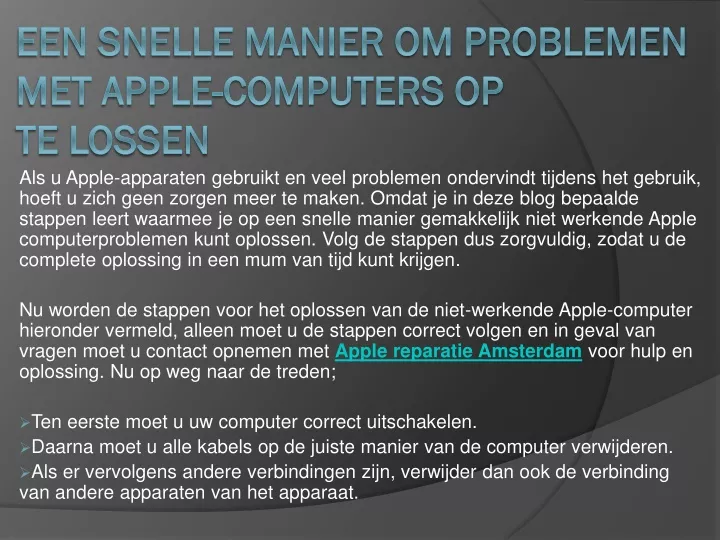 een snelle manier om problemen met apple computers op te lossen