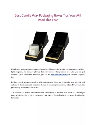 Best Candle Wax Packaging Boxes Tips You Will Read This Year