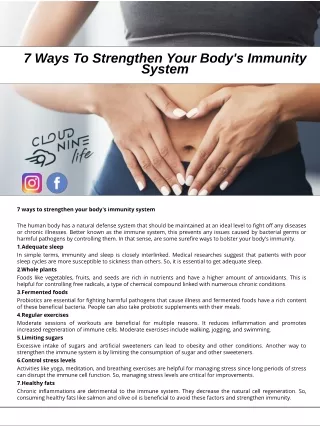 7 Ways To Strengthen Your Body's Immunity System