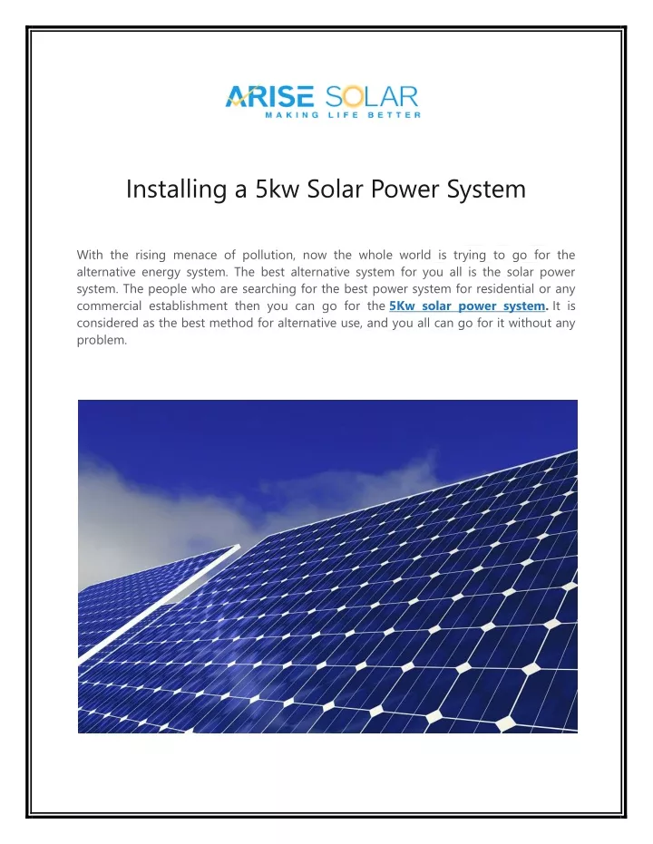 installing a 5kw solar power system
