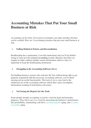 accounting mistakes that put your small business
