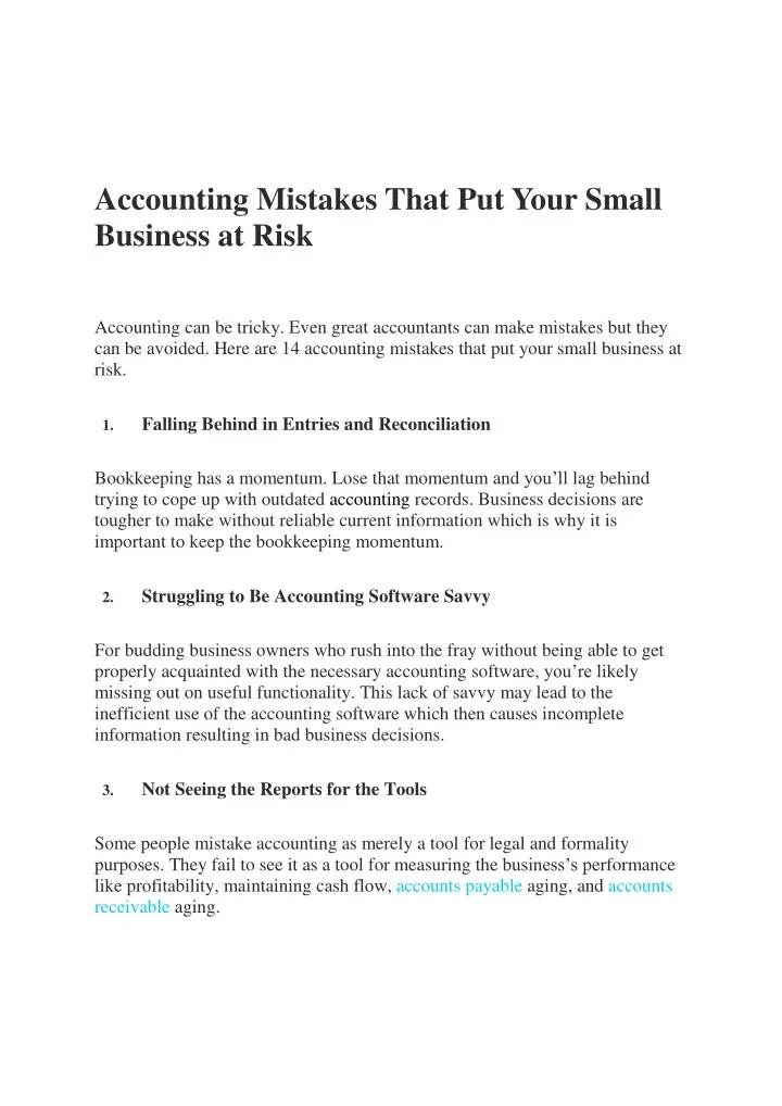 accounting mistakes that put your small business
