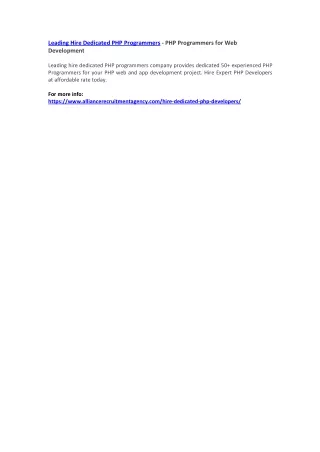 leading hire dedicated php programmers