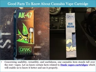 Good Facts To Know About Cannabis Vape Cartridge