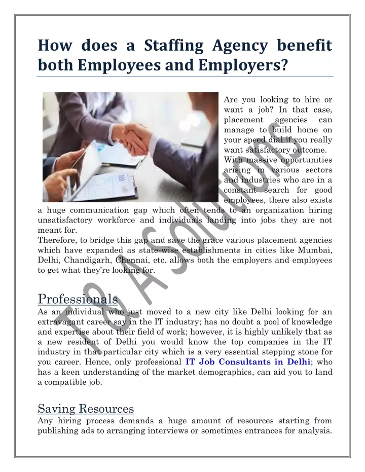how does a staffing agency benefit both employees