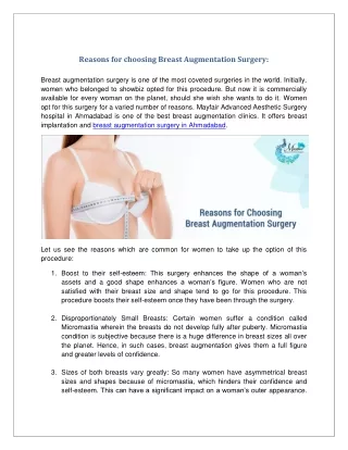 Breast Implant Surgery in Ahmedabad