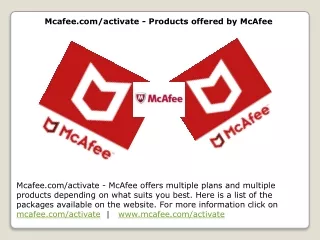mcafee com activate products offered by mcafee