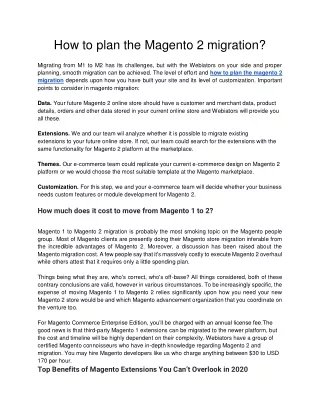 how to plan the magento 2 migration