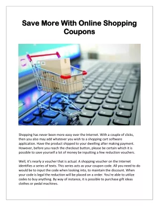 Save More With Online Shopping Coupons
