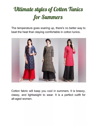 ultimate styles of cotton tunics for summers