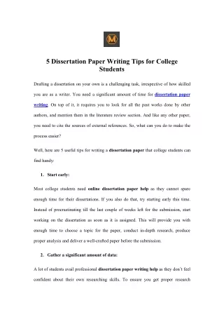 5 dissertation paper writing tips for college