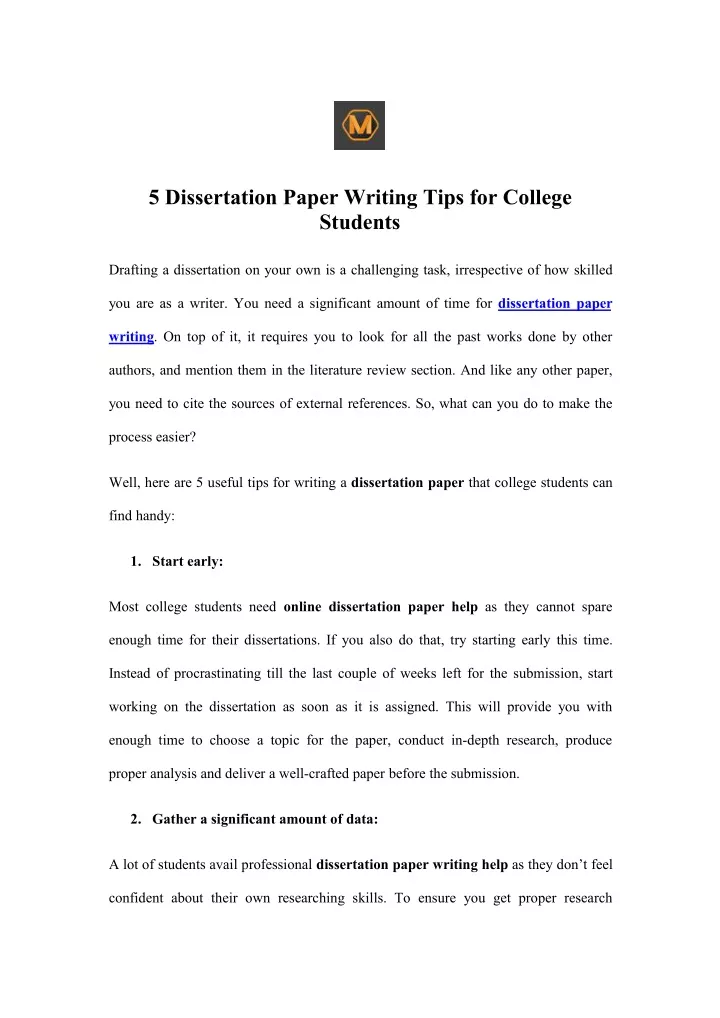5 dissertation paper writing tips for college