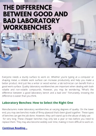 The Difference between Good and Bad Laboratory Workbenches
