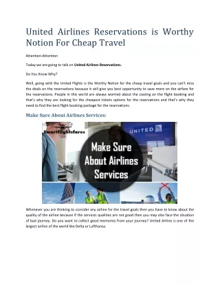 united airlines reservations is worthy notion