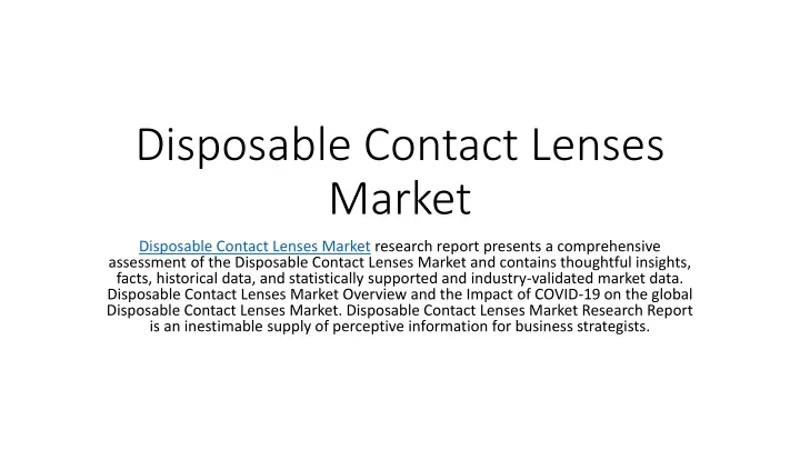 disposable contact lenses market
